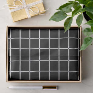 Grid black white line tissue paper
