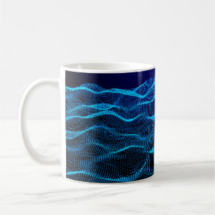 Grid dots Abstract landscape background. Cyberspac Coffee Mug