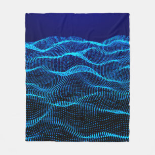 Grid dots Abstract landscape background. Cyberspac Fleece Blanket