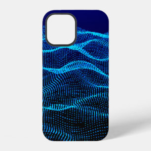 Grid dots Abstract landscape background. Cyberspac iPhone 12 Case