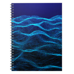 Grid dots Abstract landscape background. Cyberspac Notebook