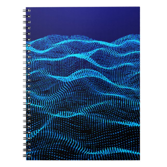Grid dots Abstract landscape background. Cyberspac Notebook (Front)