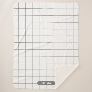 Grid Grey Sherpa Blanket