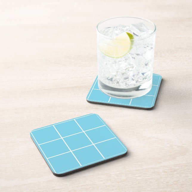 Grid Light Blue and White Coaster (Right Side)