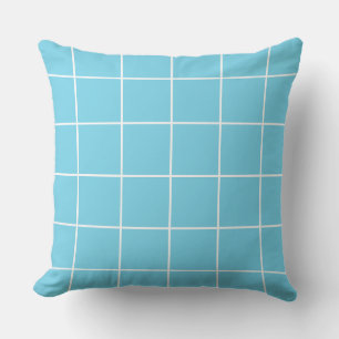 Grid Light Blue and White Cushion