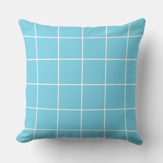 Grid Light Blue and White Cushion (Front)