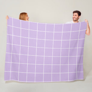 Grid Lilac and White Fleece Blanket
