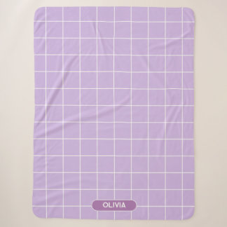 Grid Lilac and White Sherpa Blanket