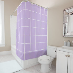 Grid Lilac and White Shower Curtain