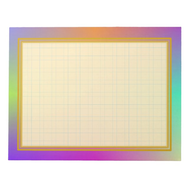 Grid Lined Colourful Metallic 8.5x11 Note Pad (Front)