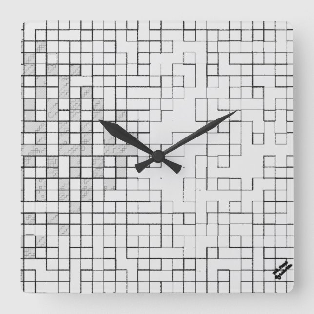 Grid Locked Square Wall Clock (Front)