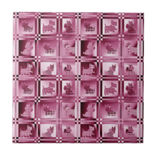 Grid of Patterned Scottie Puppies  Ceramic Tile