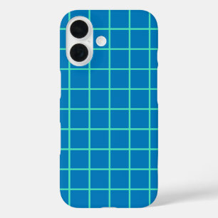 Grid Pattern in Blue and Mint Green iPhone 16 Case