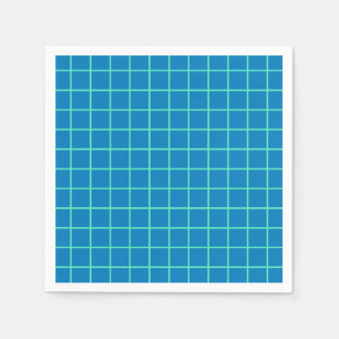 Grid Pattern in Blue and Mint Green Napkin
