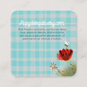 Grid patterned Gingham plaid turquoise Square Business Card