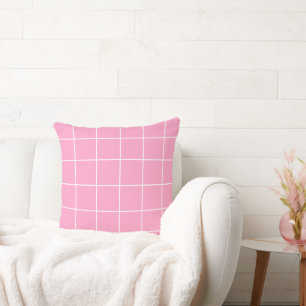 Grid Pink and White Cushion