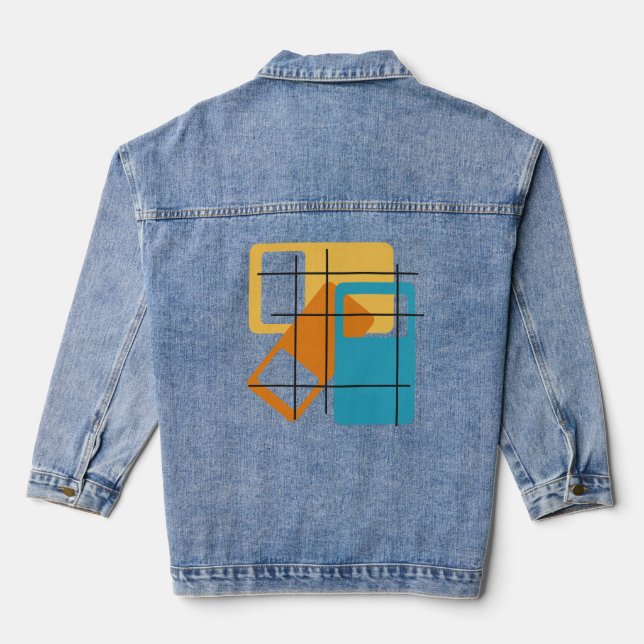 Grid Rectangles  Denim Jacket (Back)