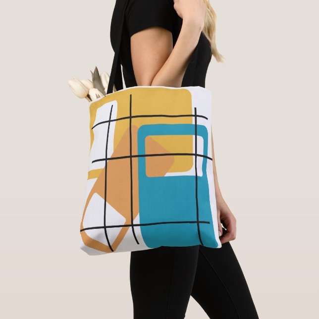 Grid Rectangles  Tote Bag (Close Up)