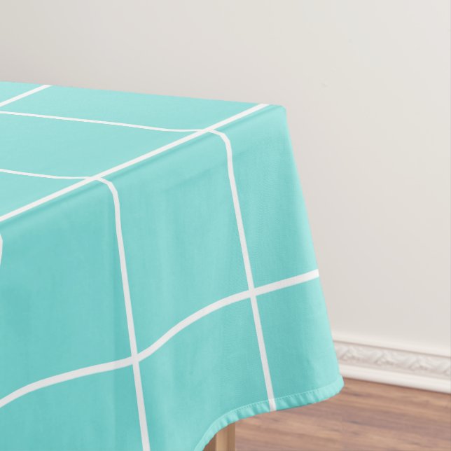 Grid Turquoise and White Tablecloth (In Situ)