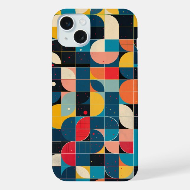 Grid with circle variations and dots iPhone case (Back)