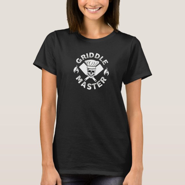 Griddle Master for Men Skull Chef with Spatulas  T-Shirt (Front)