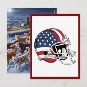 Gridiron Glory Helmet with US Flag Holiday Postcard