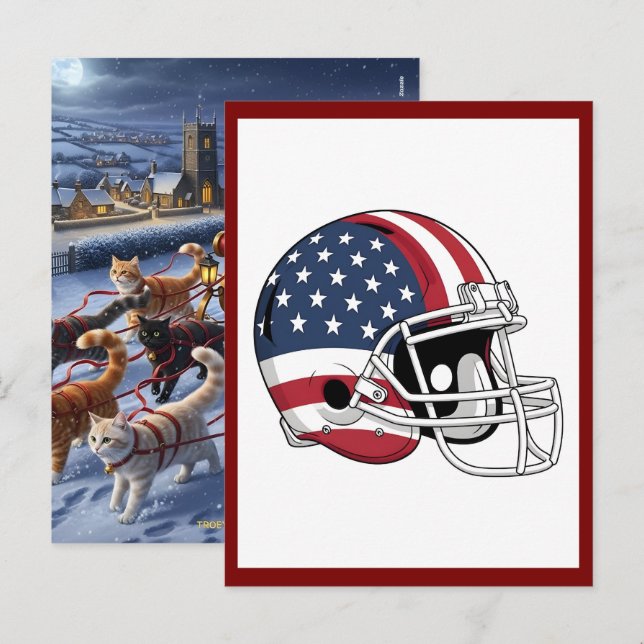 Gridiron Glory Helmet with US Flag  Holiday Postcard (Front/Back)