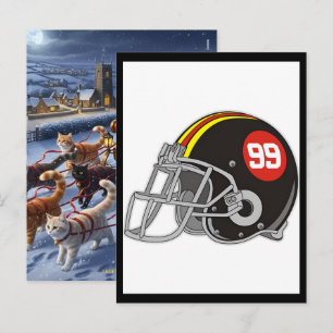 Gridiron Glory Helmet with US Flag Holiday Postcard