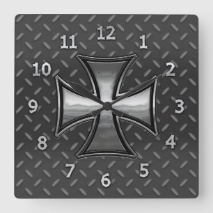 Gridiron Maltese Square Wall Clock