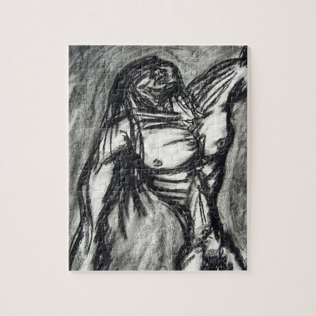 Grief and Agony Charcoal Drawing Jigsaw Puzzle (Vertical)