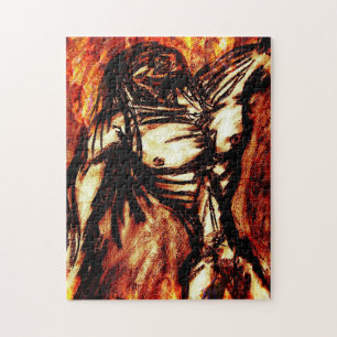 Grief and Agony of Man on Fire Jigsaw Puzzle