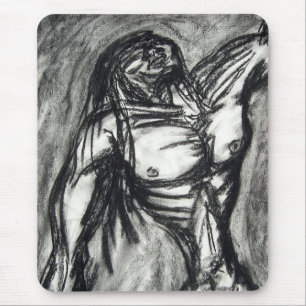 Grief and Depression Charcoal Drawing Mouse Pad