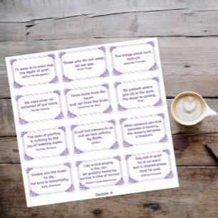 Grief Quotes in Rose Corner Frame Purple White 