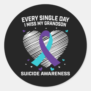 Grieving Gifts For Loss Of Grandson Suicide Awaren Classic Round Sticker
