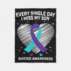 Grieving Gifts I Miss My Son Teal Purple Suicide A Fleece Blanket