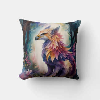 Griffin Forest Watercolor Multicolor Cushion