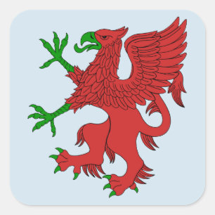 Griffin in Red and Green Square Sticker