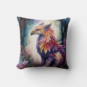 Griffin Night Forest Multicolor Watercolor Cushion