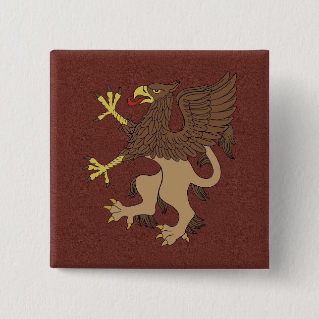 Griffin Rampant 15 Cm Square Badge (Front)