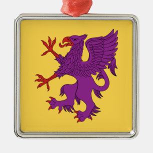 Griffin Rampant Purpure Metal Tree Decoration