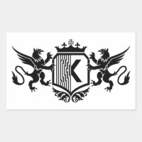 Griffins flanking a shield with the letter "X"