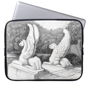 Griffins sculpture monochrome pencil Art  Laptop Sleeve