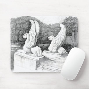 Griffins sculpture monochrome pencil Art Mouse Pad
