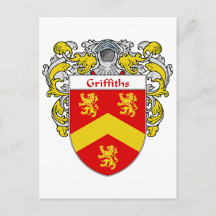 Griffiths Coat of Arms (Mantled) Postcard