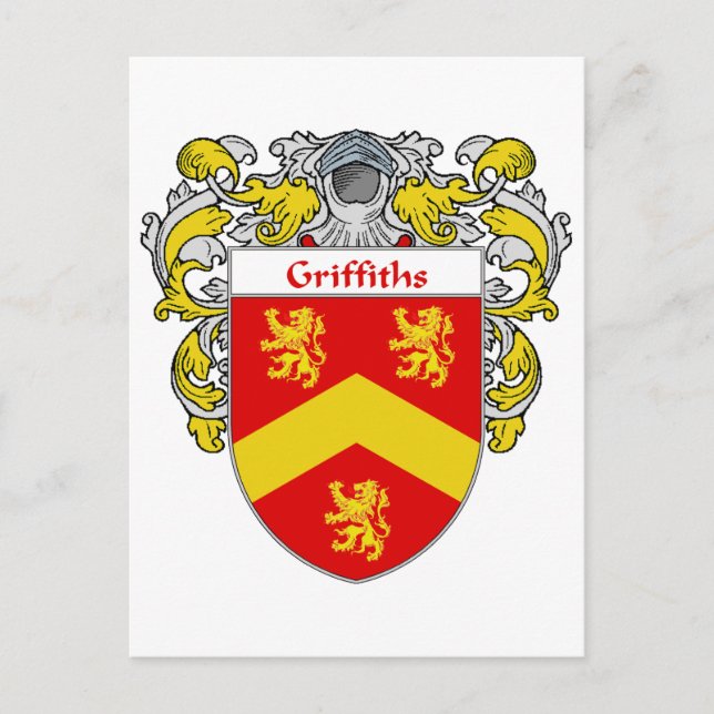 Griffiths Coat of Arms (Mantled) Postcard (Front)