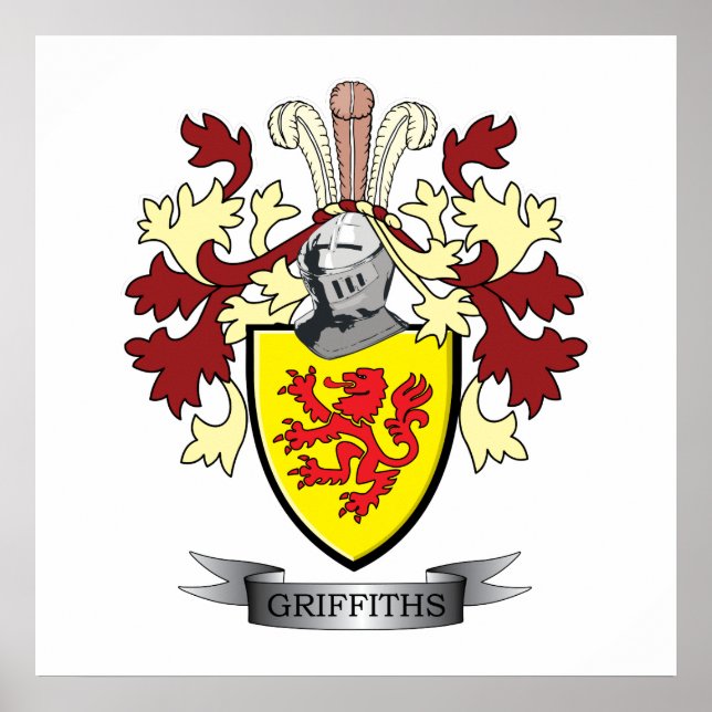 Griffiths Family Crest Coat of Arms Poster (Front)