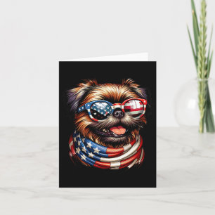 Griffon Dog Lover Us Flag 4th Of July Patriotic Card