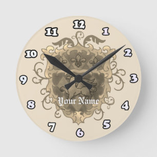Griffon Family Crest Surname Round Clock