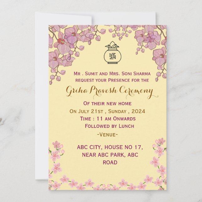 Griha Pravesh invitation  (Front)