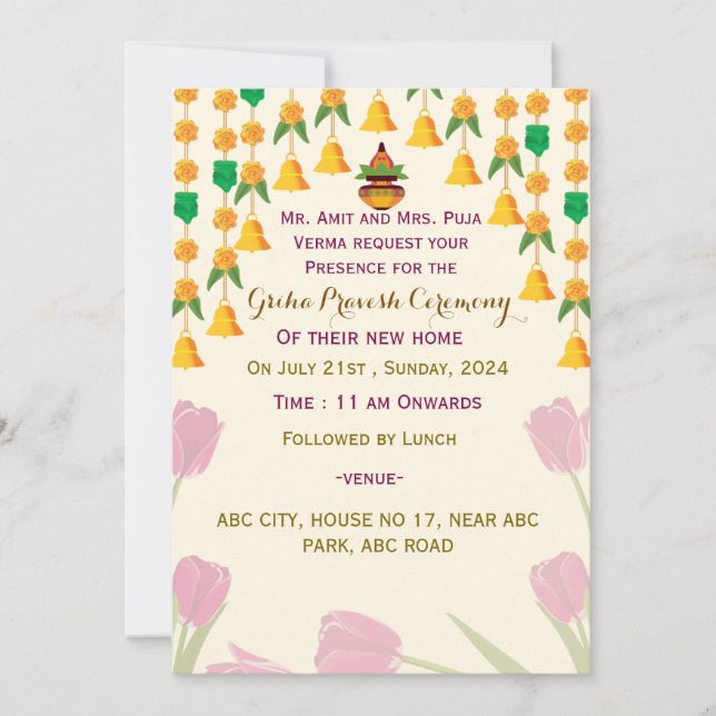 Griha Pravesh invitations  (Front)